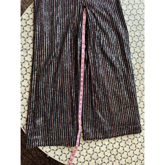 Maeve By Anthropologie Black Multi-Color Sequin Striped Halter Jumpsuit Size 12P - Picture 8 of 10